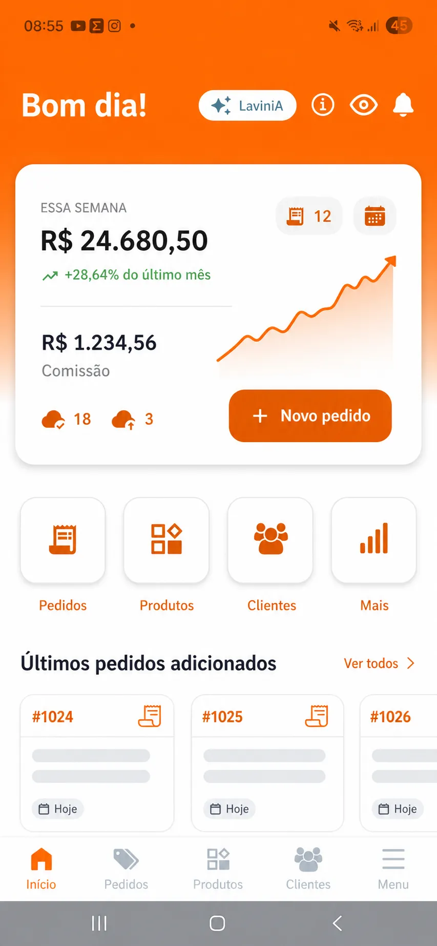 App de força de vendas com sugestões da LavinIA